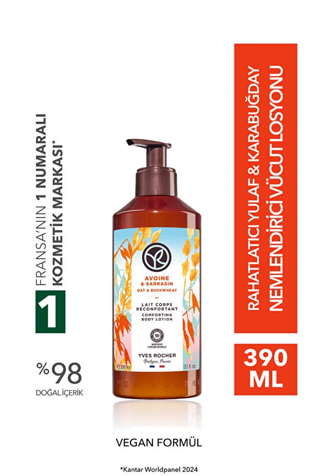 Yves Rocher Vücut Losyonu - Nemlendirici Besleyici Rahatlatıcı Yulaf & Karabuğday -Vegan-390ml