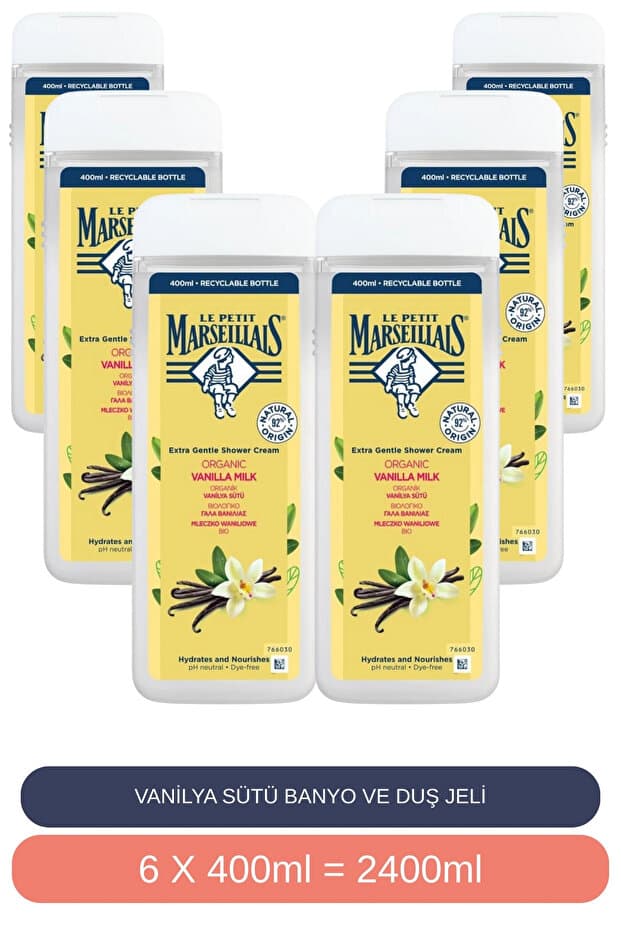 Le Petit Marseillais Organik Vanilya Sütü Duş Jeli 400 ml x6