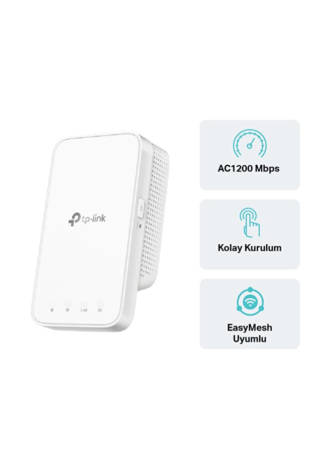 Tp-Link RE300 Wi-Fi 5 AC1200 Mbps EasyMesh Dual Band Kolay Kurulumlu Menzil Genişletici