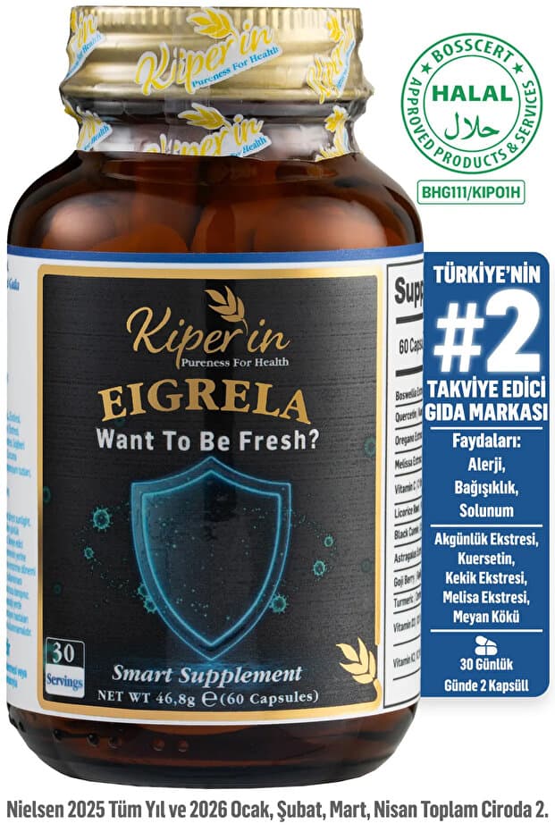 Kiperin Eigrela | Kuersetin, Kekik, Astragalus, Çörek Otu, Akgünlük.. | 60 Kapsül