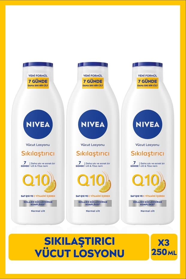 NIVEA Q10 7 Günde Sıkılaştırıcı Vücut Losyonu 250ml, Nemlendirici, C Vitamini, X3 Adet - Fiyatı