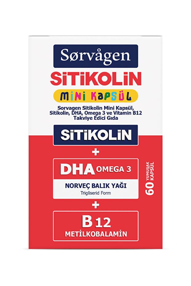 Sorvagen MİNİ KAPSÜL SİTİKOLİN, DHA OMEGA 3 VE B12 - 60 kapsül