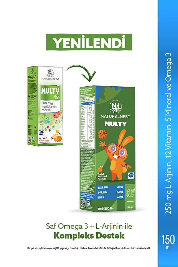 Natural Nest Multy Balık Yağı Şurup 150 ml — Multivitamin Mineral