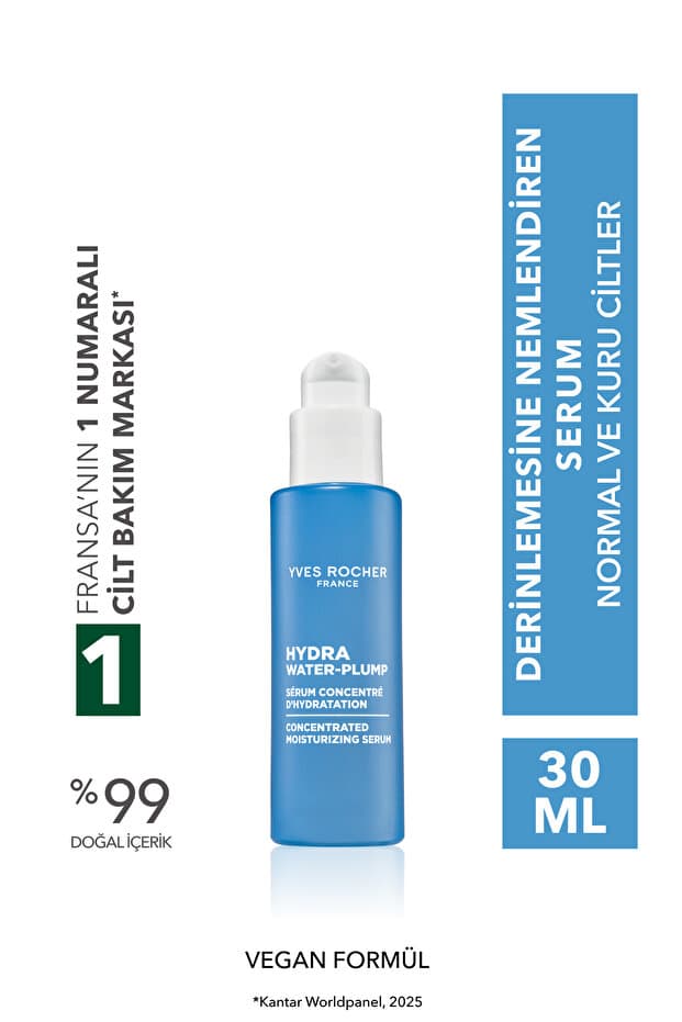 Yves Rocher Konsantre Serum -2X Hyaluronik Asit, Aloe Vera-Hydra Water Plump Nemlendirici Botanik Kompleks 30ML - Fiyatı
