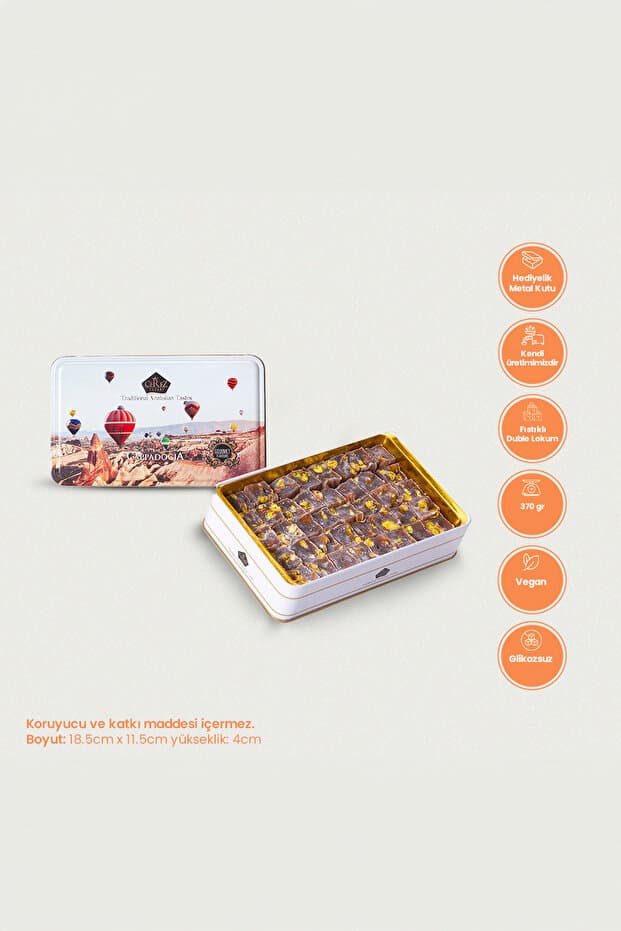 Çerez Pazarı Çifte Kavrulmuş Extra Antep Fıstıklı Lokum Hediyelik Metal Kutuda 370gr - Fiyatı