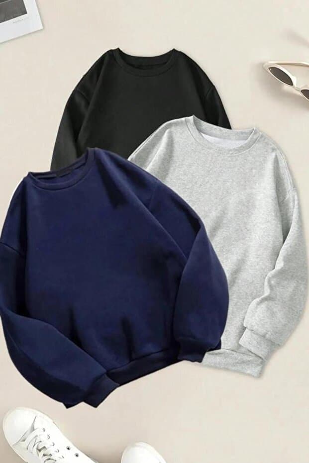 SILATU 3 lü SİYAH GRİ LACİVERT (SIFIRYAKA) SWEAT