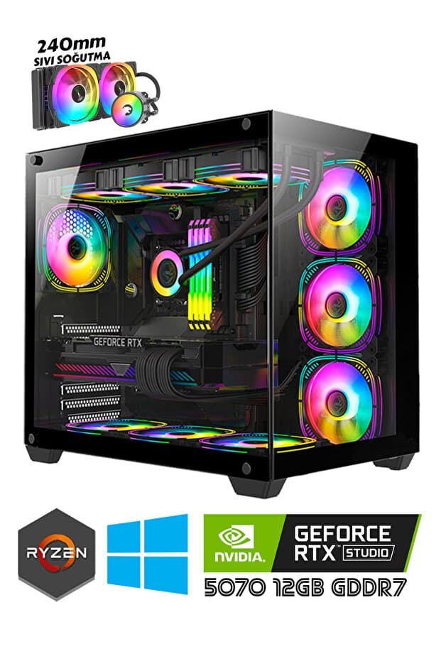 Zeiron Webstar X5 Ryzen 7 5700X 32GB 1TB M.2 SSD 12GB RTX5070 Sıvı Soğutmalı Hazır Sistem Oyun Bilgisayarı