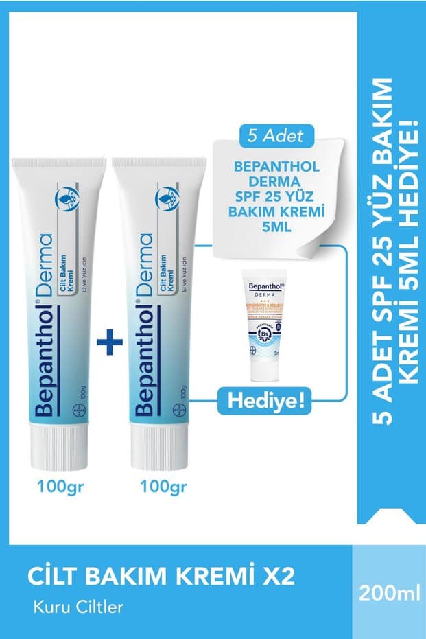 Bepanthol Cilt Bakım Kremi 100g 2'li Set Spf Mini Yüz Kremi - Fiyatı