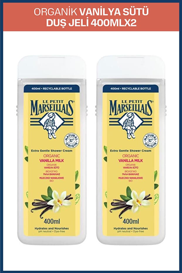 Le Petit Marseillais Organik Vanilya Sütü Duş Jeli 400 ml x2