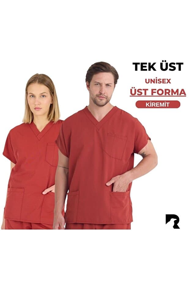 Raven Uniform Unisex Terikoton Doktor Hemşire Forması Medikal Forma Cerrahi Üst ince Kumaş (ÜST)