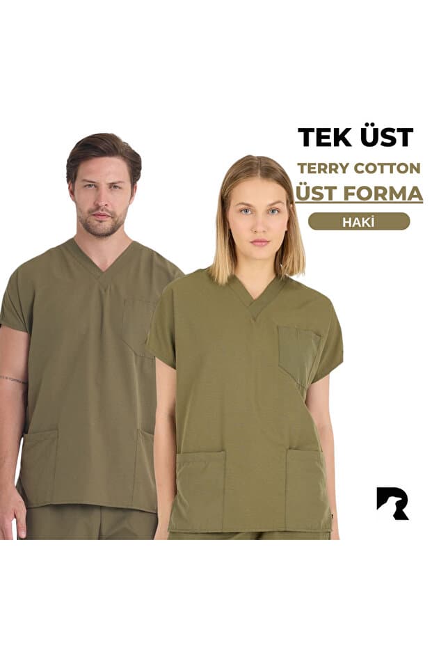 KARGA ÜNİFORMA TEK ÜST FORMA - Unisex Yarasa Kol Hemşire Ve Doktor Forması Takımı Scrubs Hastane Üniforması