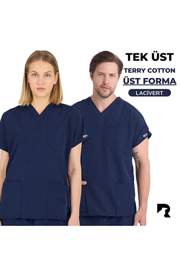 KARGA ÜNİFORMA TEK ÜST FORMA - Unisex Yarasa Kol Hemşire Ve Doktor Forması Takımı Scrubs Hastane Üniforması