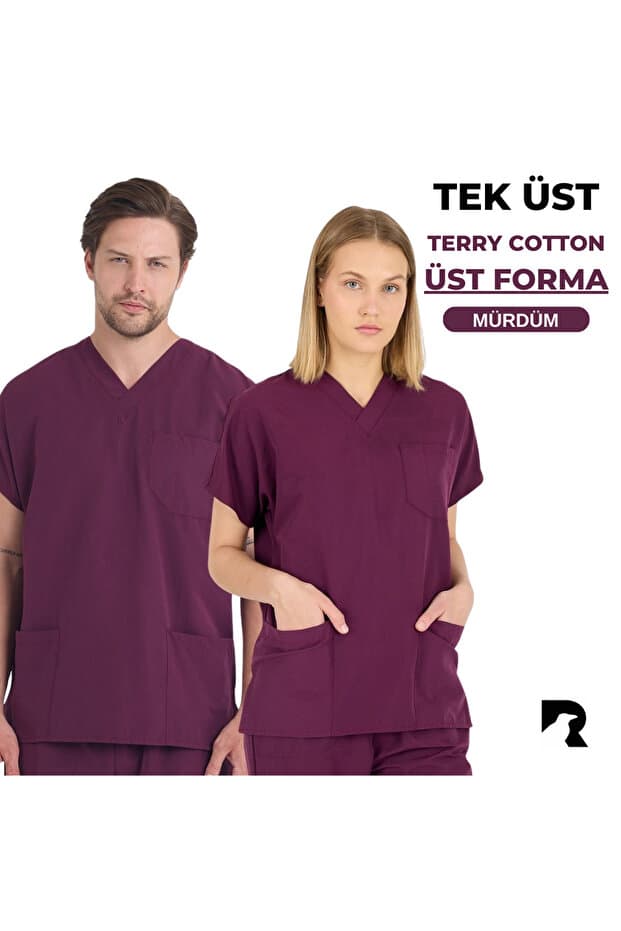 KARGA ÜNİFORMA TEK ÜST FORMA - Unisex Yarasa Kol Hemşire Ve Doktor Forması Takımı Scrubs Hastane Üniforması