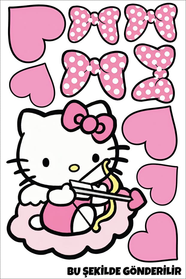 CanCo Store Hello Kitty Set Sticker Su Geçirmez Yüksek Çözünürlüklü Araba Motorsiklet Kask Laptop Duvar Sticker