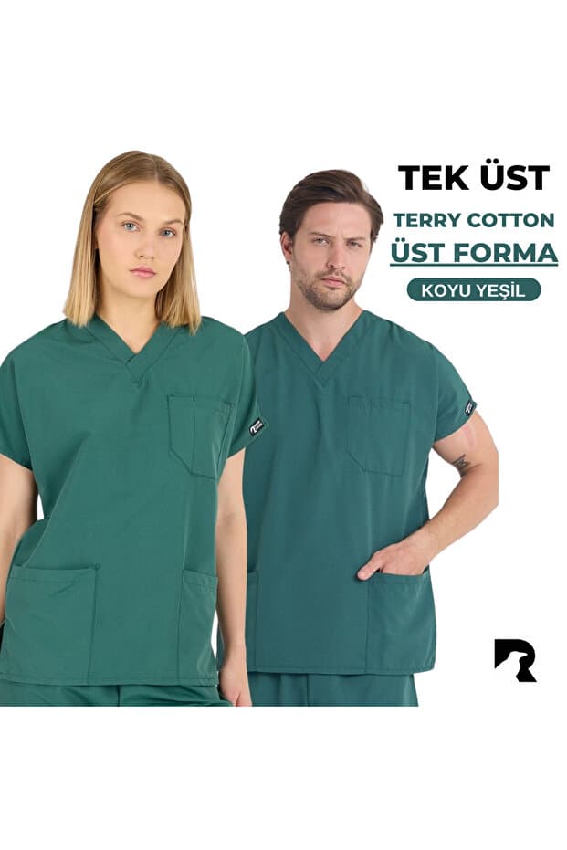 KARGA ÜNİFORMA TEK ÜST FORMA - Unisex Yarasa Kol Hemşire Ve Doktor Forması Takımı Scrubs Hastane Üniforması