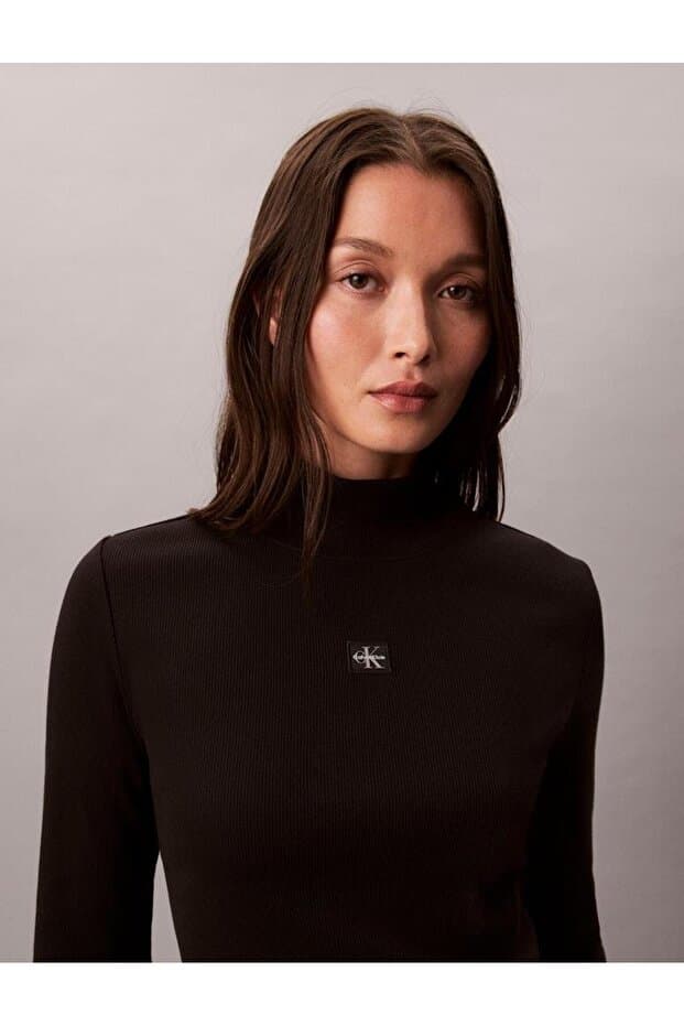 Calvin Klein Fitilli Logolu Pamuklu Slim Fit Balıkçı Yaka Kazak LV047D203GUB1 KAZAK LV047D203G