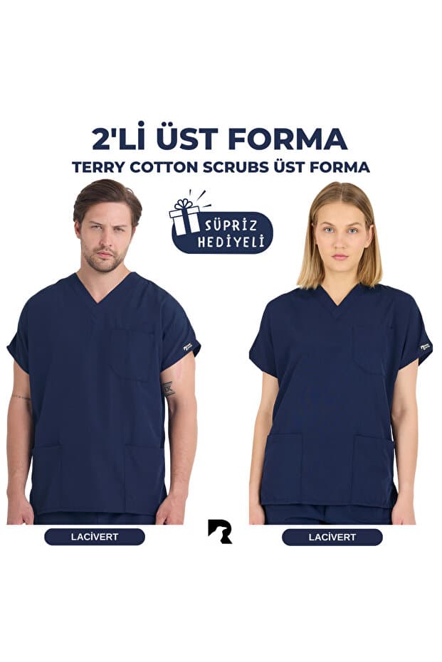 KARGA ÜNİFORMA 2' Lİ SET ÜST FORMA - Unisex Yarasa Kol Hemşire Ve Doktor Forması Takımı Scrubs Hastane Üniforması