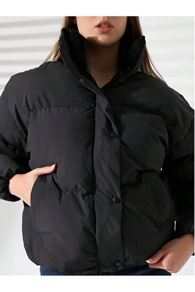GAREN Kadın Yaka Kürklü Oversize Mont