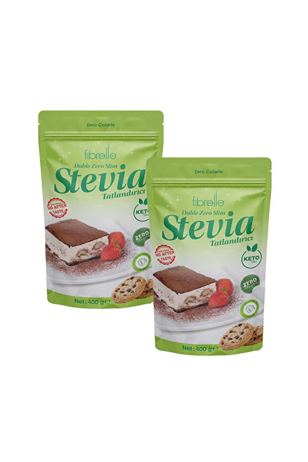Fibrelle Double Zero Slim Stevia Tatlandırıcı 800 g (2x400g) - Avantajlı Set Kalorisiz Şeker