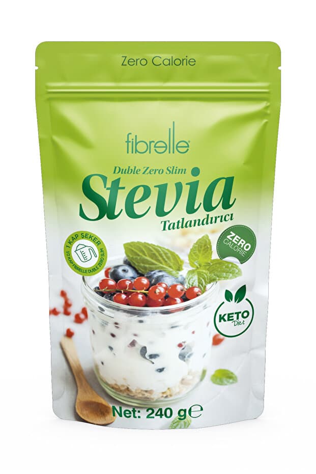 Fibrelle Double Zero Slim Stevia Toz Tatlandırıcı 240 g - Konsantre Kalorisiz Tatlandırıcı / Ketojenik