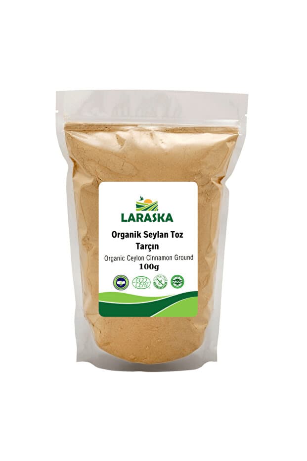 Laraska Organik Seylan - Seylon Tarçın Toz 100g - Organic Ceylon Cinnamon Powder -glutensiz Katkı Maddesiz
