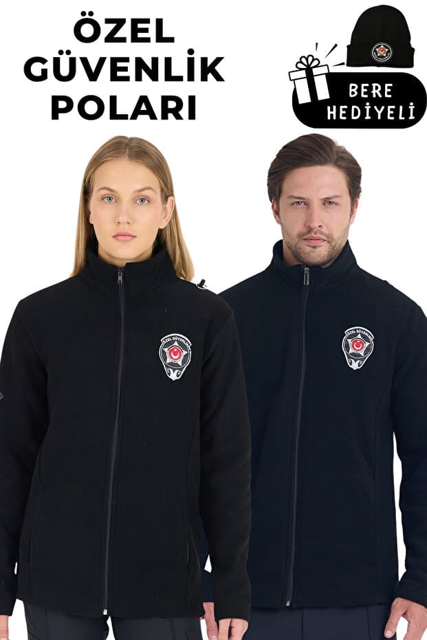KARGA ÜNİFORMA Unisex Özel Güvenlik Nakışlı Siyah Polar Mont (ARMALI) Bay Bayan, Refrektörlü, Özel Güvenlik Poları