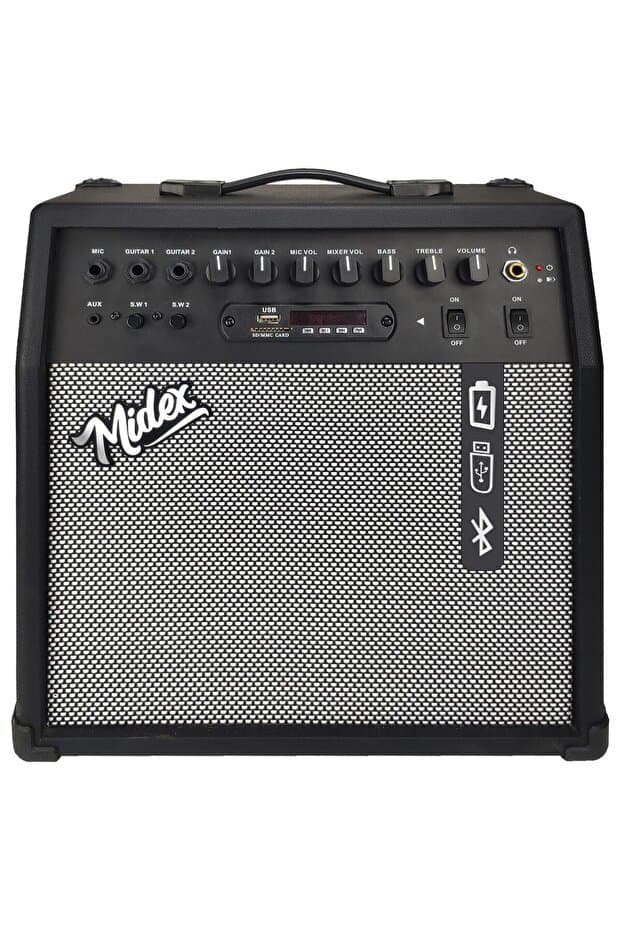 Midex MGA-50USB-BT Elektro Gitar Amfisi 50 Watt USB Bluetooth Şarjlı 4 girişli