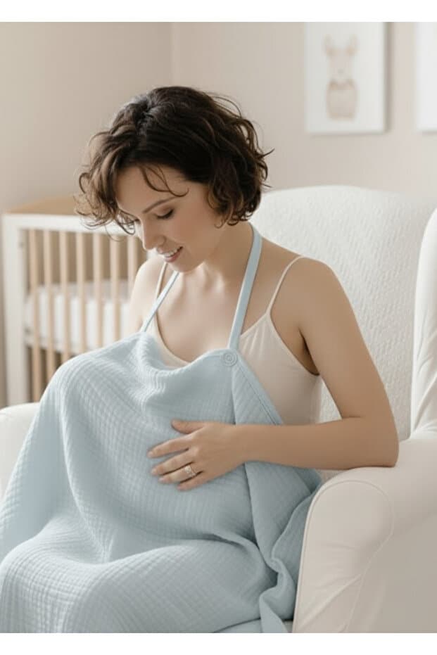 Joyous Mom Kids 4 Katlı Müslin Bebek Emzirme Örtüsü Önlüğü İç Göstermez Bebek Emzirme Önlüğü Anne Emzirme Örtüsü