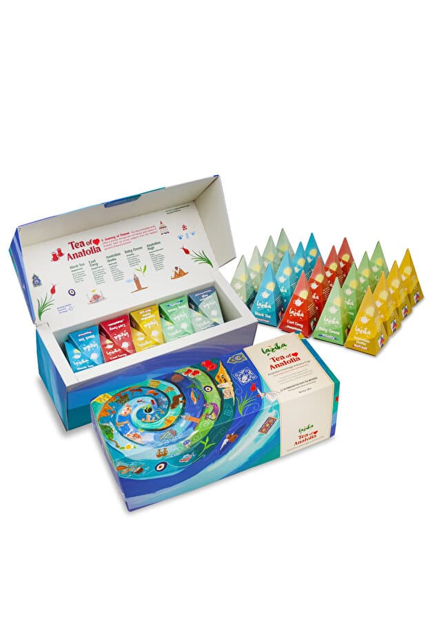 LAZİKA 20'li Tea of Anatolia-Yeşil Çay, Siyah Çay ve Bitki Çayı, PLA Poşet, Hediyelik Premium Koleksiyon