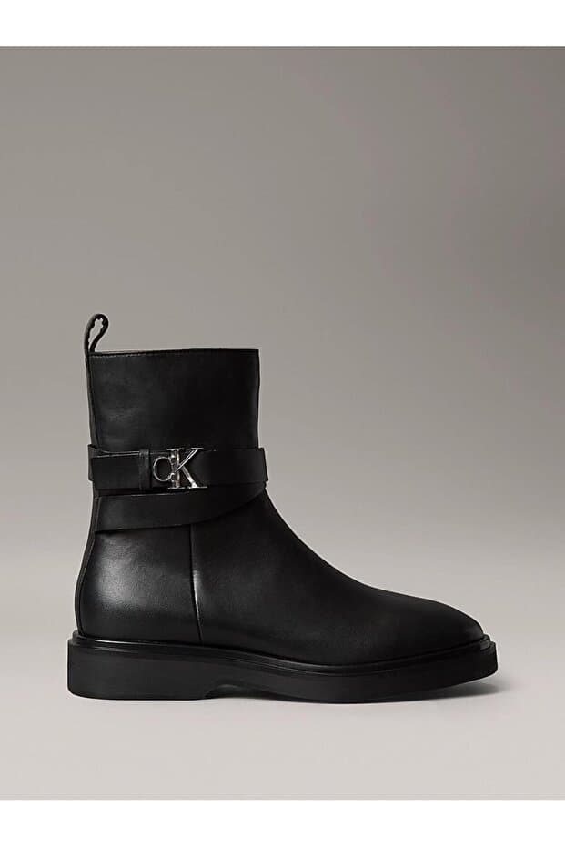 Calvin Klein Metal Logolu Bilek Boy Kadın Siyah Bot HW0HW02663-BEH