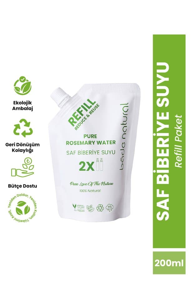 Bade Natural Biberiye Suyu Saç Toniği - Dökülme Karşıtı, Güçlü ve Hacimli Saçlar İçin, Doğal Saç Uzamasını Destekleyen Refill Paket 200 ml %100 Doğal ve Saf - Fiyatı