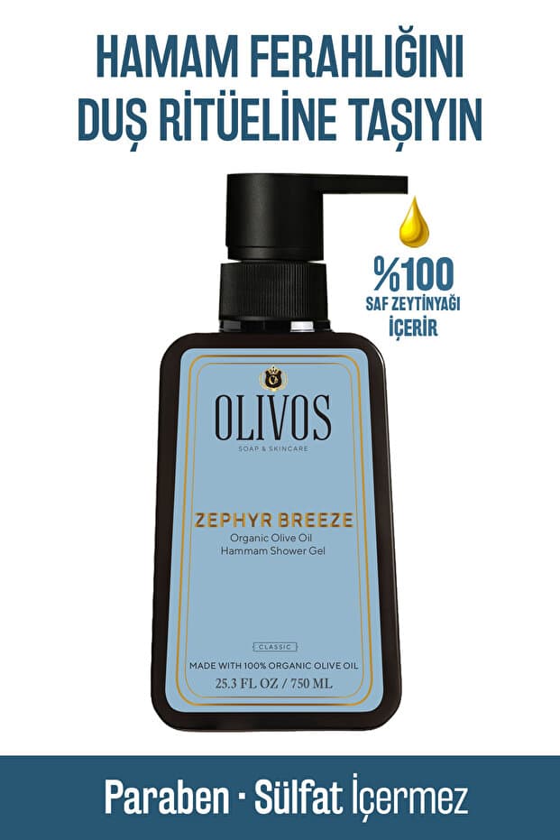 Olivos %100 Doğal Zeytinyağlı Hamam Kokulu Banyo Ve Duş Jeli Kuru Cilt Nemlendirici Ve Besleyici 750 ml