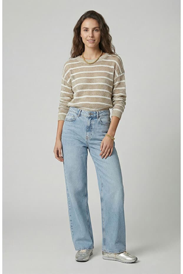 Network Açık Indigo Mavi Geniş Paça Denim Pantolon