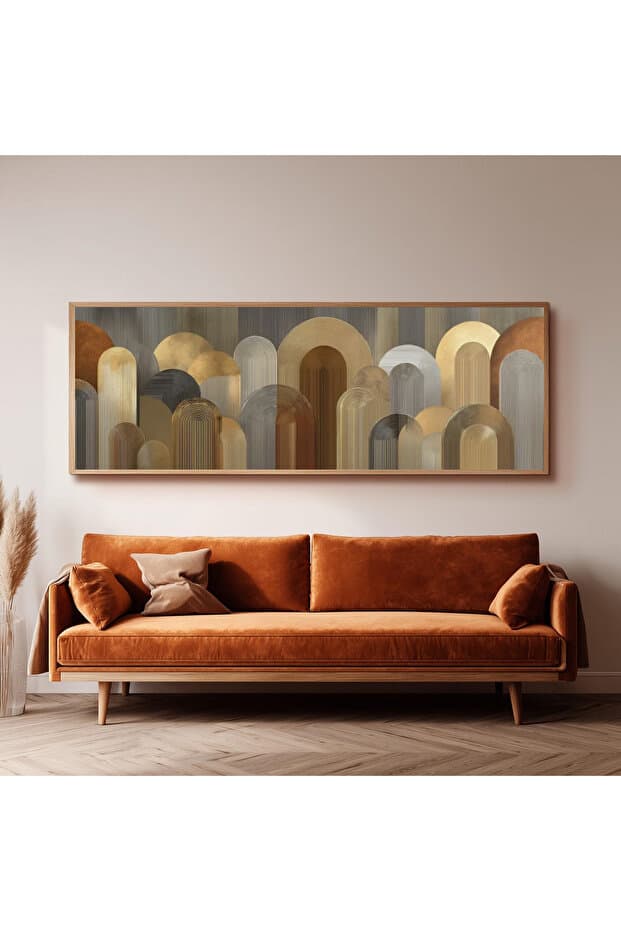 Dekorsiahome Ahşap Çerçeveli Panoramik Oturma Odası Salon Tablosu UZ0186