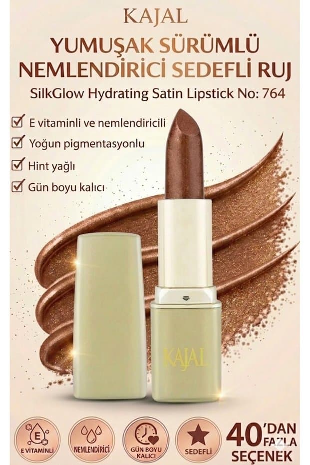 KAJAL Yumuşak Sürümlü Nemlendirici Sedefli Ruj – SilkGlow Hydrating Satin Lipstick No: 764 - Fiyatı