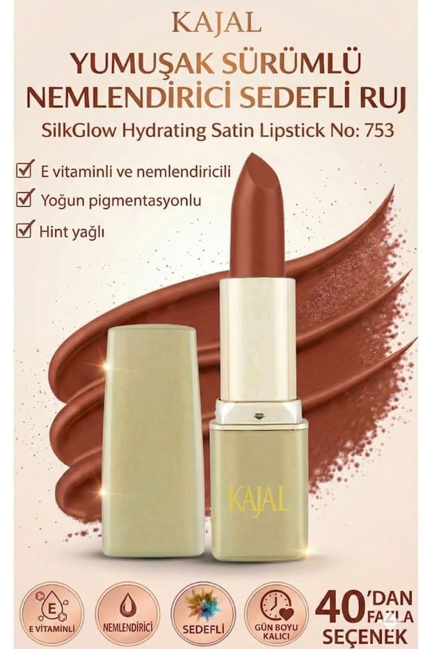 KAJAL Yumuşak Sürümlü Nemlendirici Sedefli Ruj – SilkGlow Hydrating Satin Lipstick No: 753 - Fiyatı
