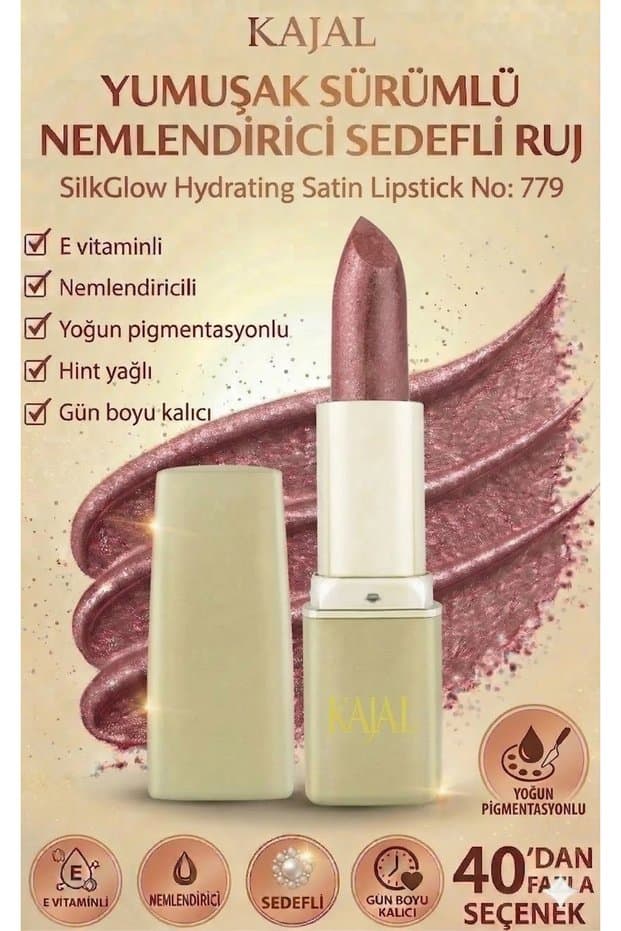 KAJAL Yumuşak Sürümlü Nemlendirici Sedefli Ruj – SilkGlow Hydrating Satin Lipstick No: 779 - Fiyatı