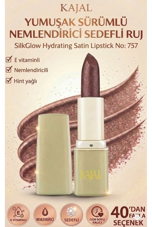 KAJAL Yumuşak Sürümlü Nemlendirici Sedefli Ruj – SilkGlow Hydrating Satin Lipstick No: 757 - Fiyatı