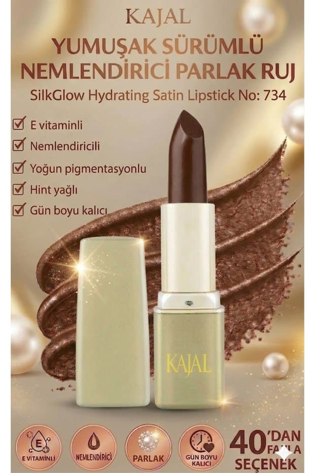 KAJAL Yumuşak Sürümlü Nemlendirici Parlak Ruj – SilkGlow Hydrating Satin Lipstick No: 734 - Fiyatı