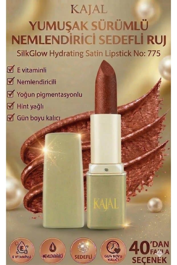 KAJAL Yumuşak Sürümlü Nemlendirici Sedefli Ruj – SilkGlow Hydrating Satin Lipstick No: 775 - Fiyatı