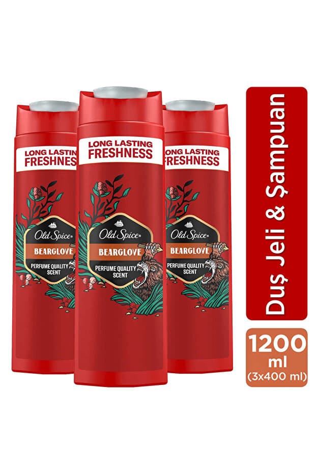 Old Spice Bearglove Erkek Duş Jeli ve Şampuan 3'ü 1 Arada Vücut Saç Yüz 400 ml x3 - Fiyatı
