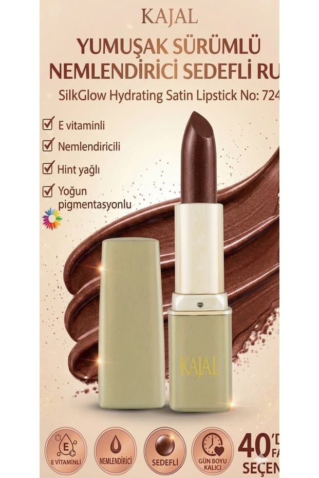 KAJAL Yumuşak Sürümlü Nemlendirici Sedefli Ruj – SilkGlow Hydrating Satin Lipstick No: 724 - Fiyatı