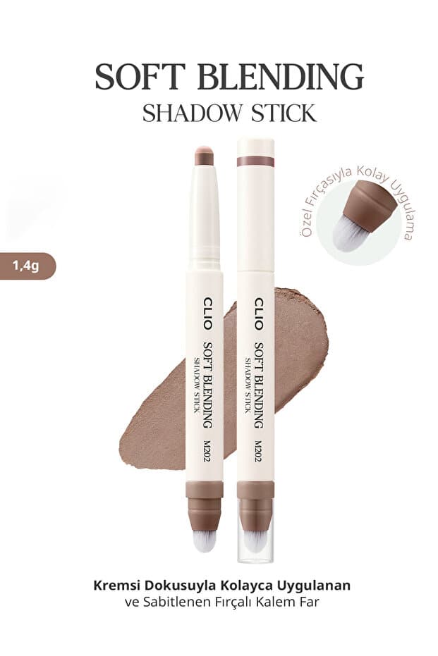 CLIO Kremsi, Kolayca Uygulanan ve Sabitlenen Fırçalı Kalem Far Soft Blending Shadow Stick (M202)