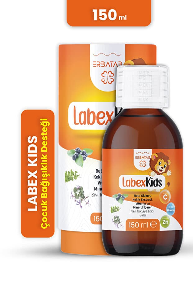 Erbatab Labex Kids Çinko Kekik Beta Glukan Karamürver Çocuk Multivitamin Şurup 150 ml