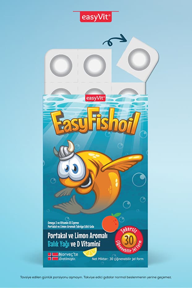 Easy Fishoil Çocuk Portakal Aromalı 30 Çiğneme Tablet