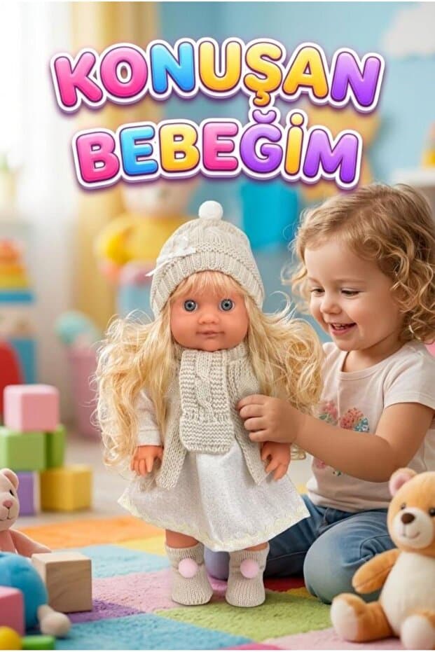 Tıfıl Toys Lucia Girl Konuşan 35 cm - Etkileşimli Kolları Bacakları ve Kafası Et Kutulu Atkılı Oyuncak Bebek