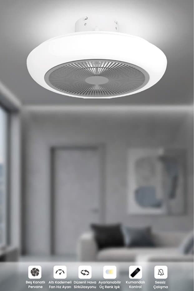 JOYSIDEA Tavan Vantilatörü & Led Lamba Avize Sarı ışık, Beyaz ışık, Gün ışığı ışık (SALON TİPİ)