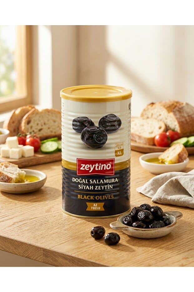 Zeytino Doğal Salamura Gemlik Siyah Zeytin 800 Gr (201/230) XL Az Tuzlu
