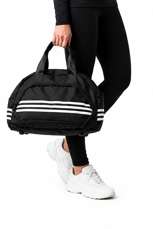 ModaAhsa Unisex Spor Seyahat Çantası Büyük Boy Su Geçirmez El ve Omuz Çantası Fitness, Spor Salonu Kamp ve Günlük Kullanım Valizi Siyah 45 cm