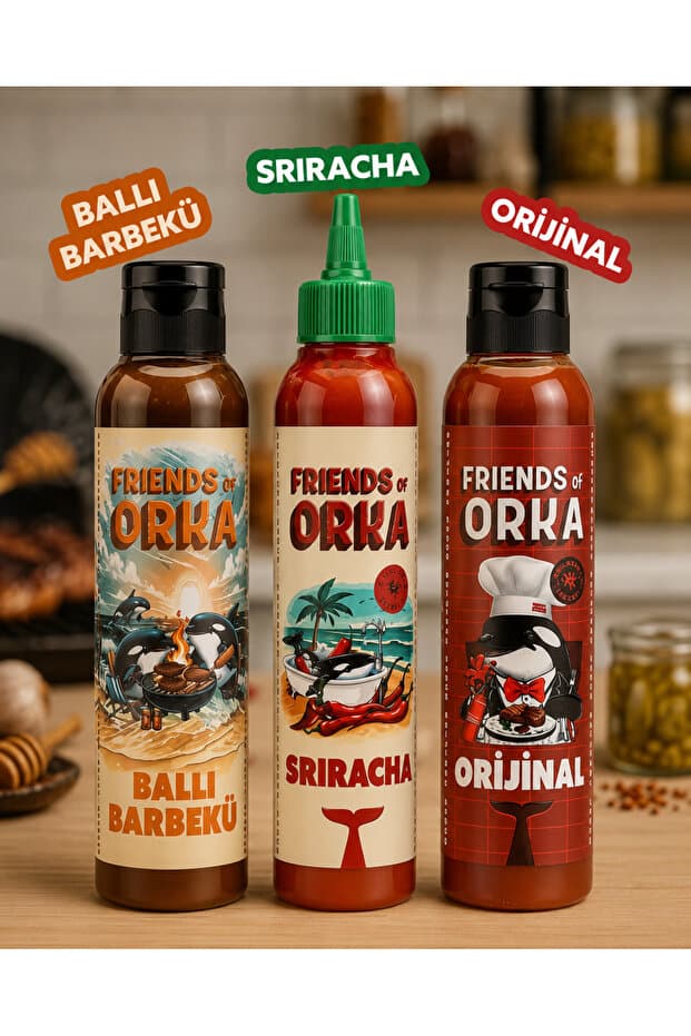 FRIENDS OF ORKA 3'lü Set (Ballı Barbekü, Sriracha, Orijinal)